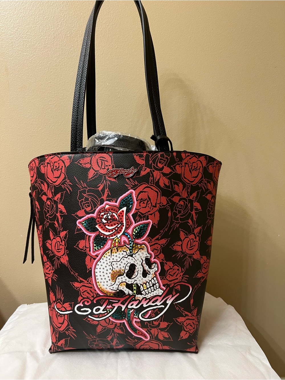 Ed Hardy Rose Skull Tote / hand Bag NWT - Picture 7 of 13